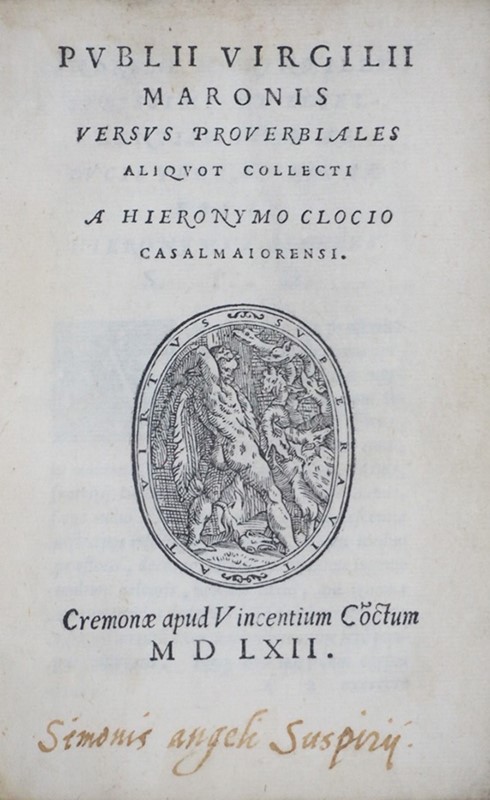 VIRGILIUS-CHIOZZI. Publii Virgilii Maronis versus prouerbiales.  - Auction RARE  [..]