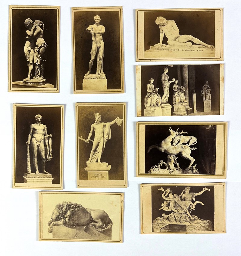 Ancient sculptures. Nine pictures.  - Albumin - Auction FINE BOOKS, PRINTS AND PHOTOGRAPHS.  [..]