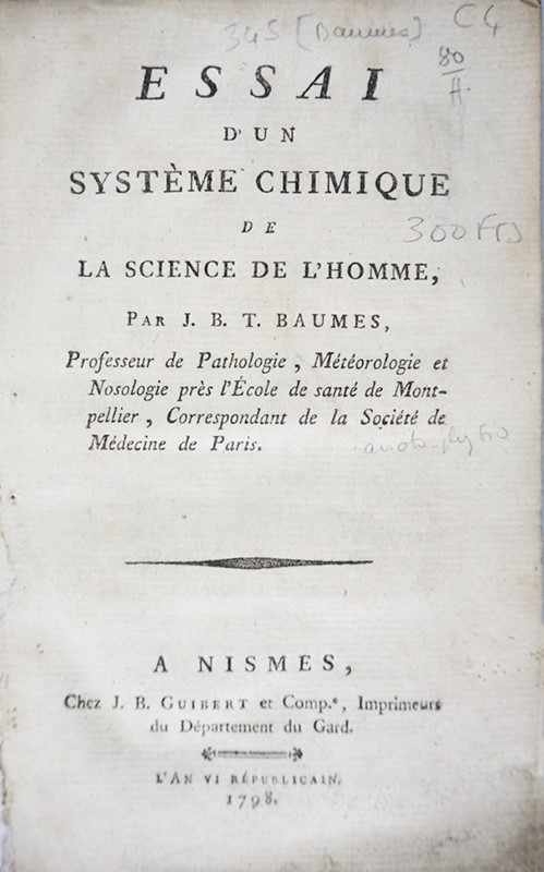 Mineralogy-Chemistry. BAUM&#201;S. Essai d’un Syst&#232;me Chimique  [..]