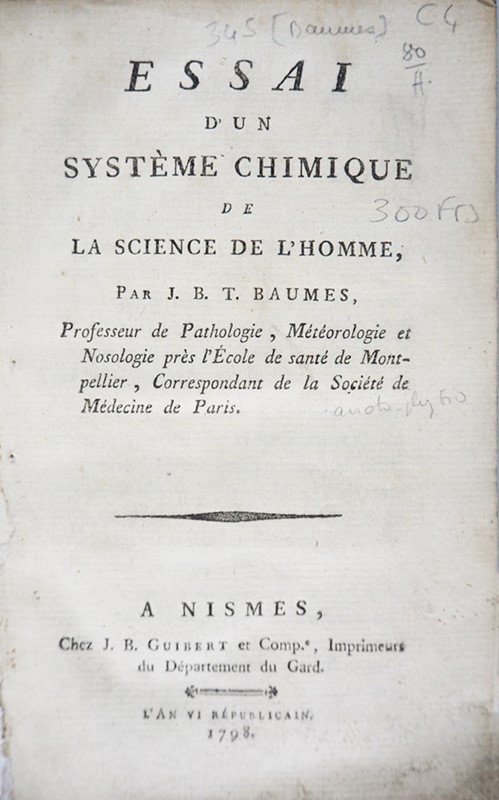 Mineralogy-Chemistry. BAUM&#201;S. Essai d’un Syst&#232;me Chimique  [..]