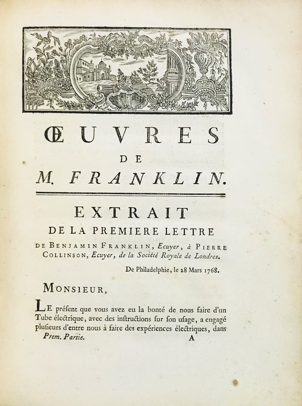 Science. FRANKLIN. Oeuvres.  - Auction RARE ANTIQUE & MODERN BOOKS - Bado e  [..]