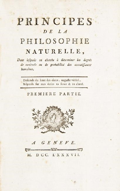 Natural philosophy. LA METHERIE. Principes de la philosophie naturelle.  (1787)  [..]
