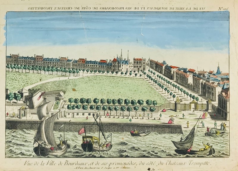 France. HUQUIER. View of Bourdeaux.  - Auction Prints, Maps and Documents. - Bado  [..]