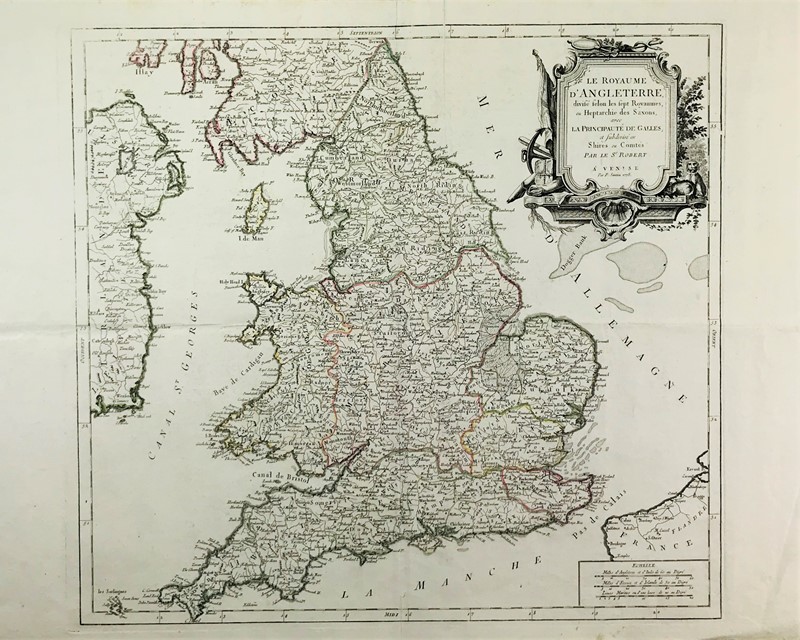 England. DE VAUGONDY. Le Royaume D'Angleterre.  - Asta RARE BOOKS, AUTOGRAPHS,  [..]