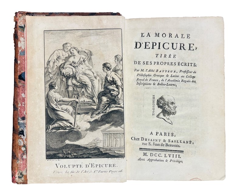 Epicure. BATTEUX. La morale d&#39;Epicure.  (1758)  - Auction FINE BOOKS, PRINTS  [..]