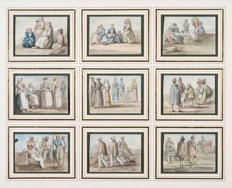 Watercolors of Naples. SENAPE. Personaggi popolani napoletani. Acquarelli.  - Auction  [..]