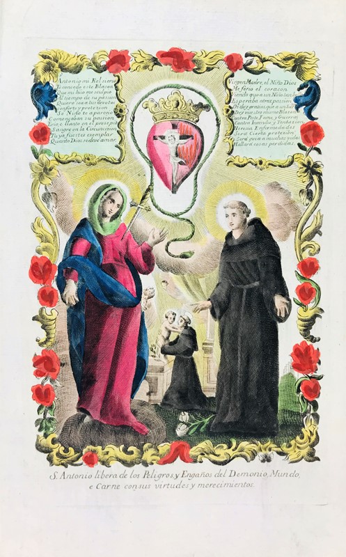 Remondini. Madonna Addolorata e S. Antonio da Padova.  - Auction Prints, Maps and Documents. - Bado e Mart Auctions