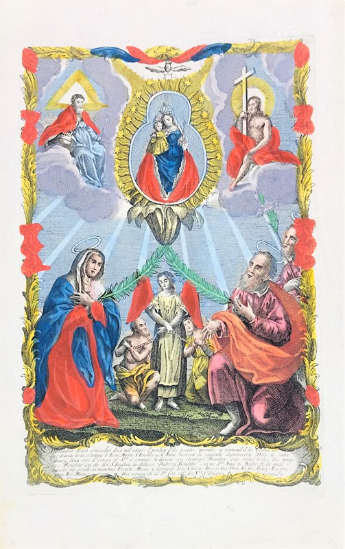 Remondini. Dio Padre, Cristo e La Madonna Immacolata in Gloria con S. Anna, S. Gioachino,  [..]