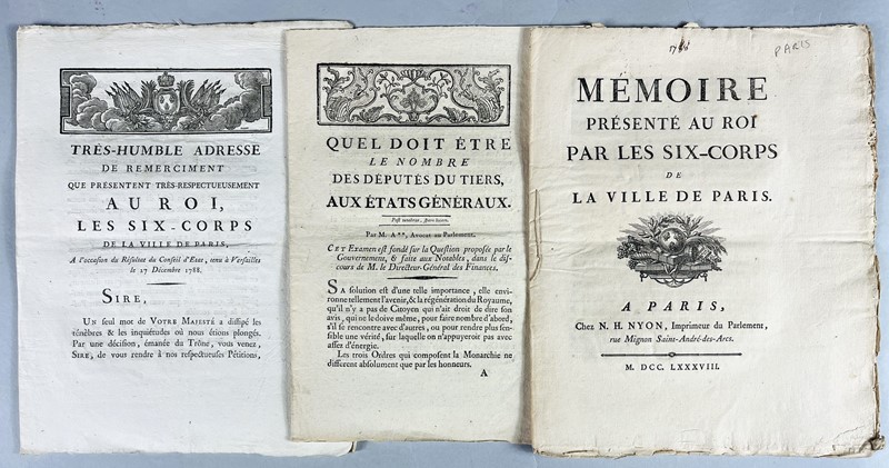 French Revolution - Estates General. Three rare original documents.  - Auction RARE  [..]