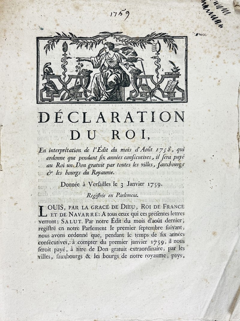 Economy - Taxation in the Ancien Regime. Three very rare original documents concerning  [..]