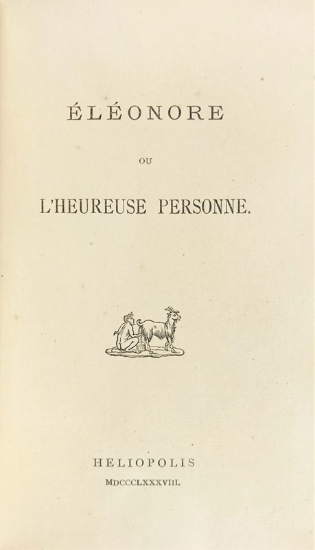Erotic. DE NERCIAT. Eleonore ou l’Heureuse personne.  - Auction RARE ANTIQUE  [..]