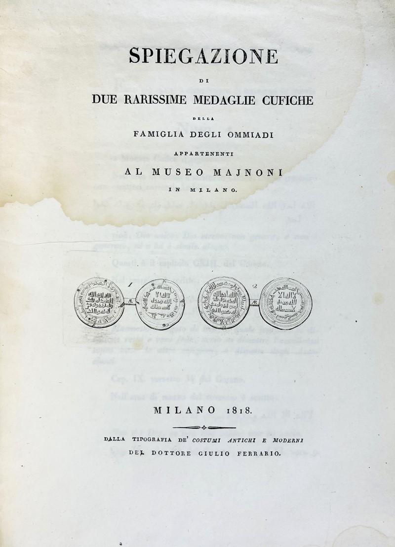 Arabic Coins. ASSEMANI. Spiegazione di due rarissime medaglie cufiche della famiglia  [..]