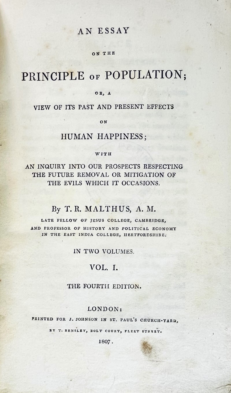 Economy. MALTHUS. An essay on the principle of population.  (1807)  - Auction FINE  [..]
