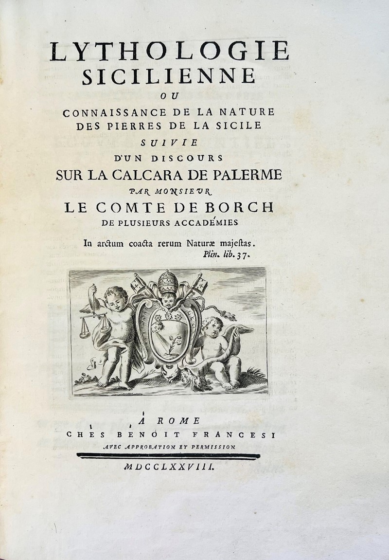 Mineralogy. BORCH. Lythologie sicilienne ou connaissance de la nature des pierres  [..]