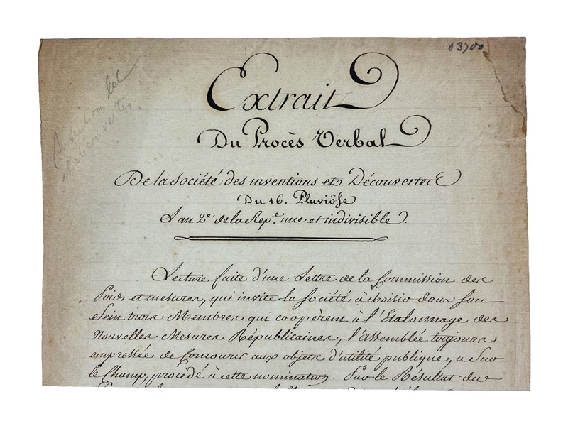 New Republican Measures. SOCI&#201;T&#201; DES INVENTIONS ET D&#201;COUVERTES.  [..]