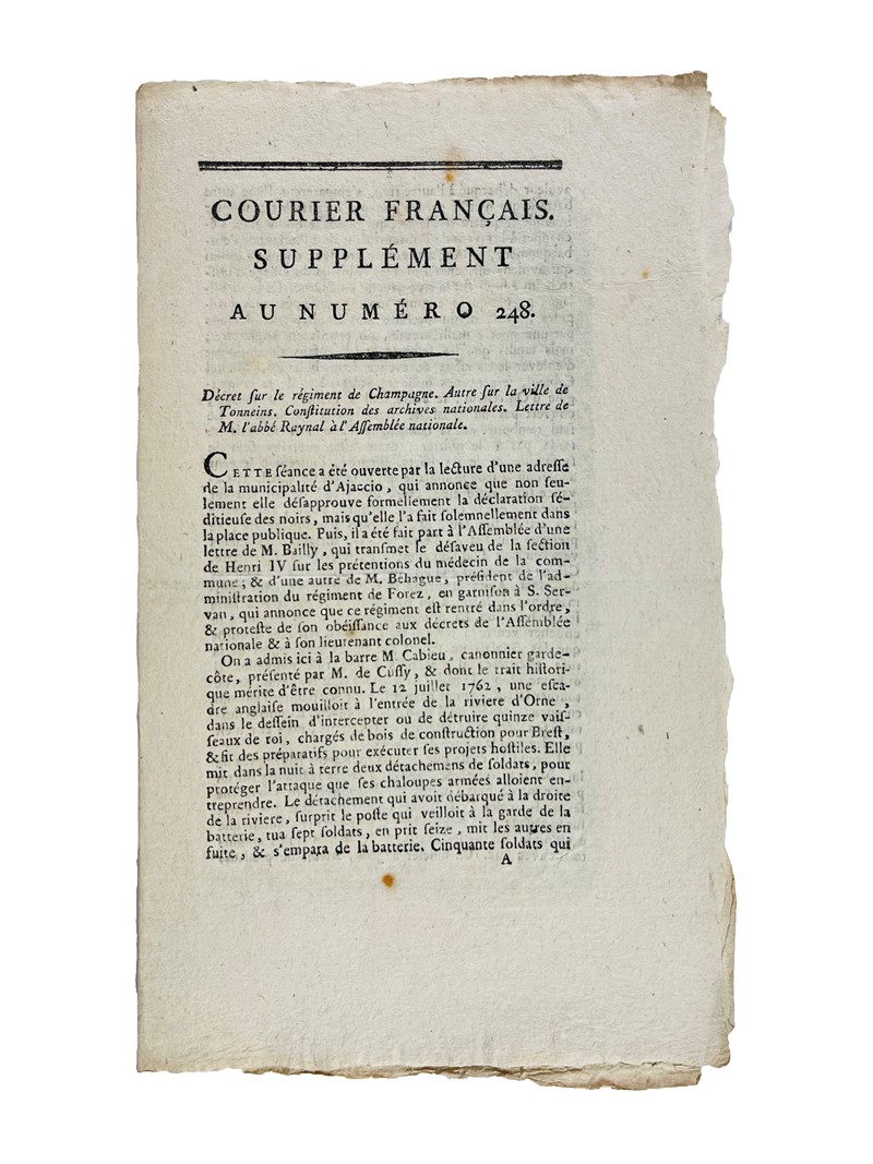 Creation of the French National Archives. Courrier Fran&#231;ais Supplement  [..]