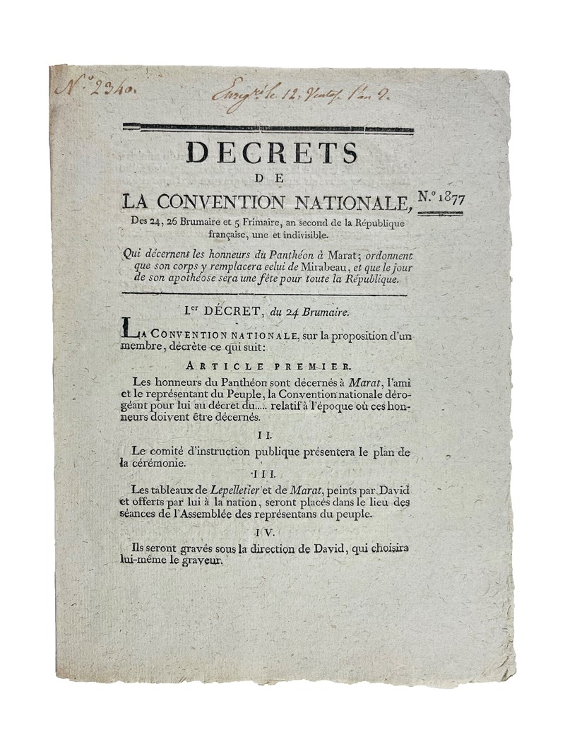 Pantheon - Marat &amp; Mirabeau. D&#233;crets de la Convention Nationale...  [..]