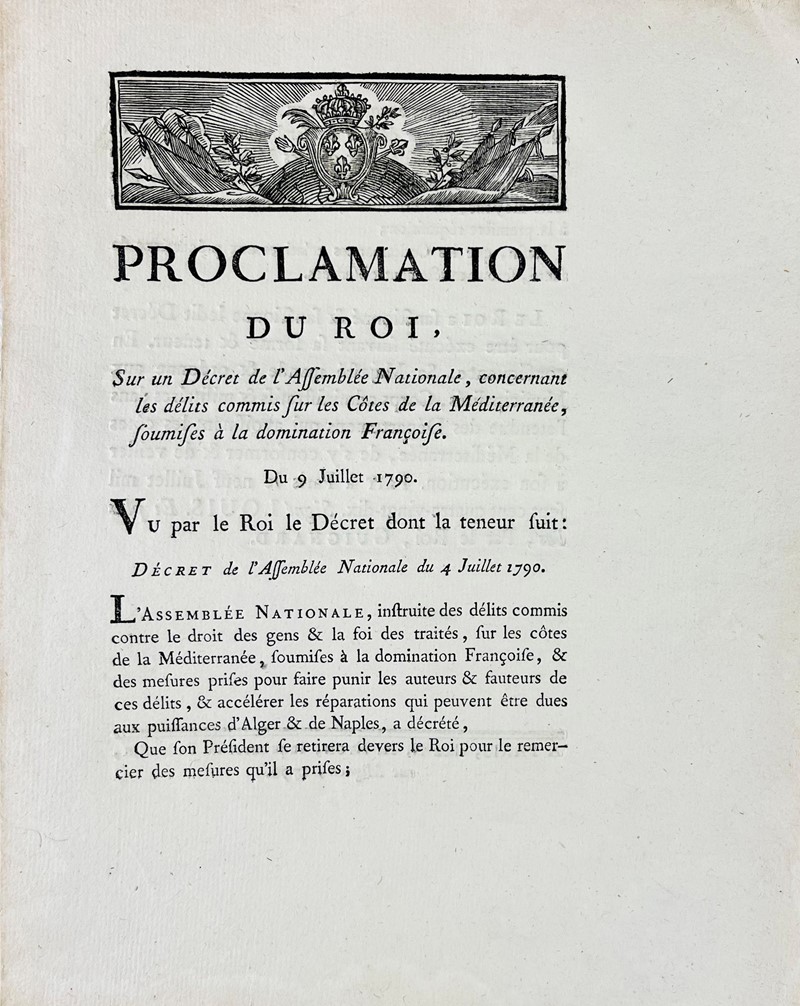 Piracy. Proclamation du Roi, Sur un D&#233;cret de l&#39;Assembl&#233;e  [..]