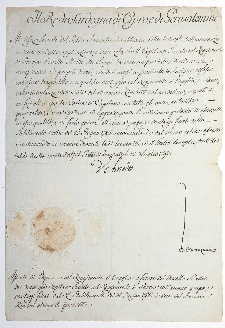 VITTORIO AMEDEO III of Savoy. Autograph Letter.  (1793)  - Auction RARE and PRECIOUS  [..]