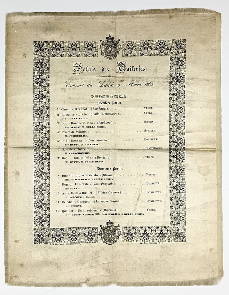 Verdi-Rossini-Donizetti. Musical Program on Satin of the Concert of Monday 9 March  [..]