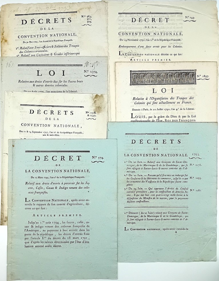 American French Colonies. Seven Laws and Decrees of the National Assembly and the  [..]