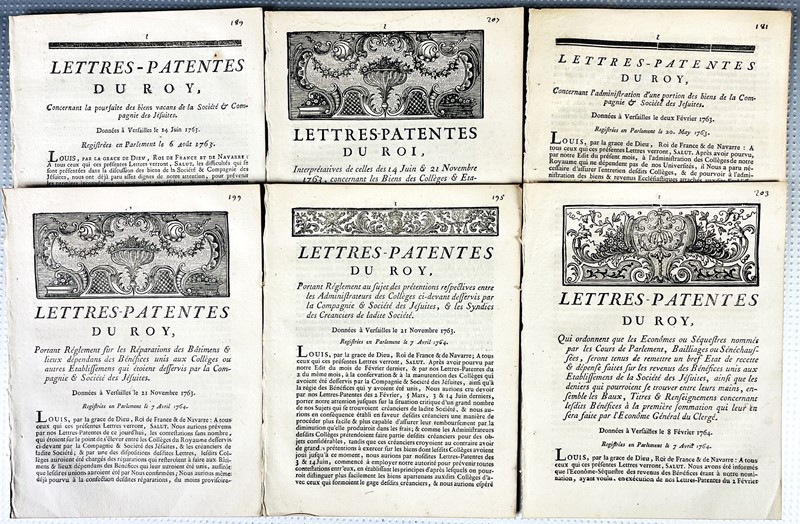 Jesuits - Administration of Jesuit Properties. Lot of 6 pamphlets.  (1763-64)  -  [..]