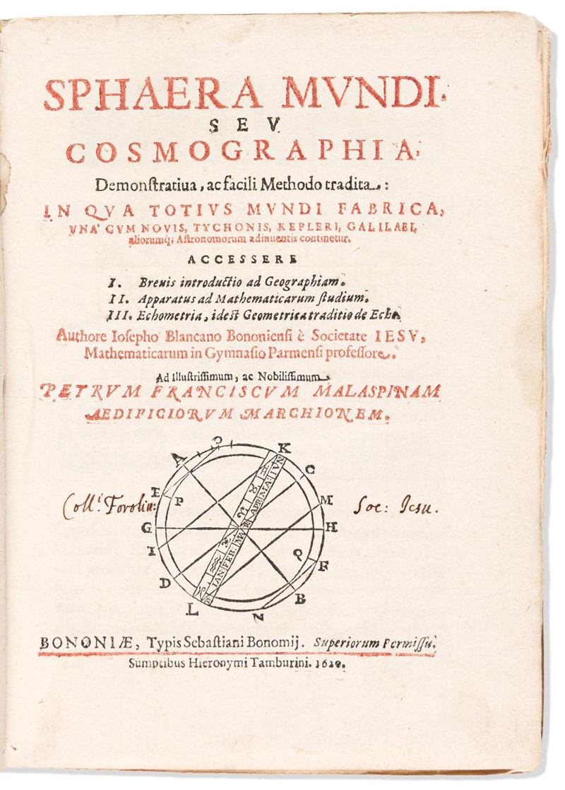 Astronomy. BIANCANI. Sphaera mundi seu Cosmographia.  (1620)  - Auction RARE and  [..]