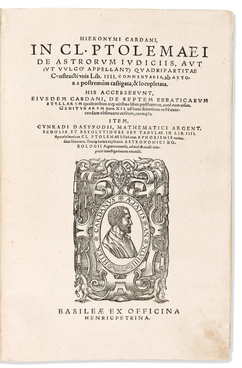 Astrology. CARDANO.  Hieronymi Cardani, In Cl. Ptolemaei De astrorum …Cunradi  [..]
