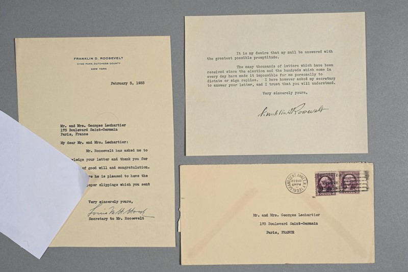ROOSEVELT. Lot of 2 Letters and an envelope.  - Auction RARE BOOKS, PRINTS, DOCUMENTS  [..]