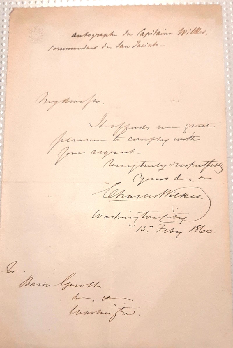 WILKES. Signed autograph letter, addressed to Friedrich Karl Joseph Freiherr von  [..]