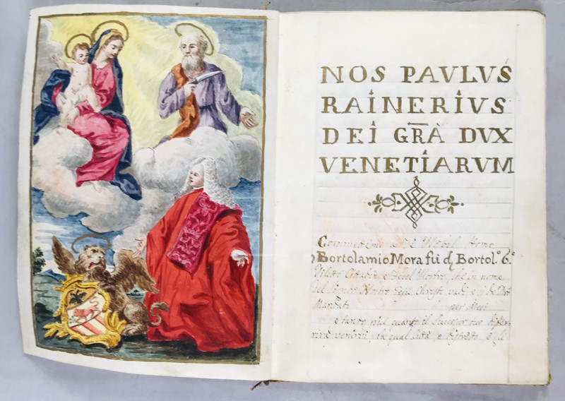 Venetian Vellum Manuscript. Venetian Ducal Commission of Paolo Renier to Bartolomeo  [..]