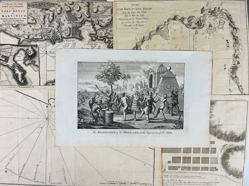 South America. Five engravings depicting the routes of George Anson's travels.  [..]