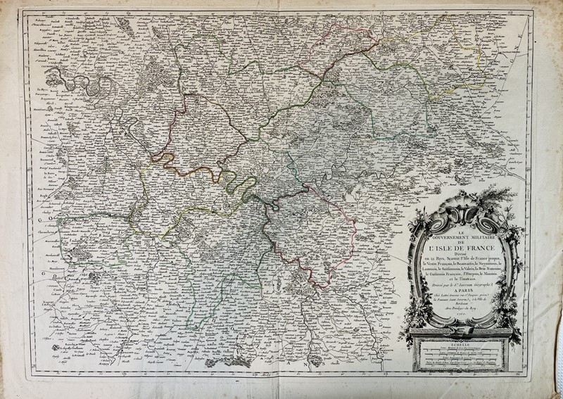 Paris. DE VAUGONDY. Le gouvernament militaire de l’Isle de France.  (1760)  [..]