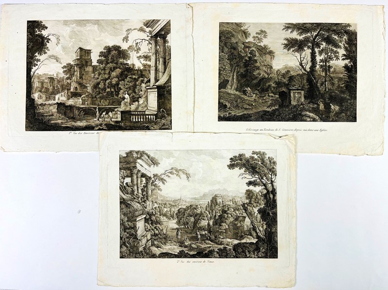 France. Three etchings of rural landscape of Nimes and Paris.  - Asta RARE BOOKS,  [..]
