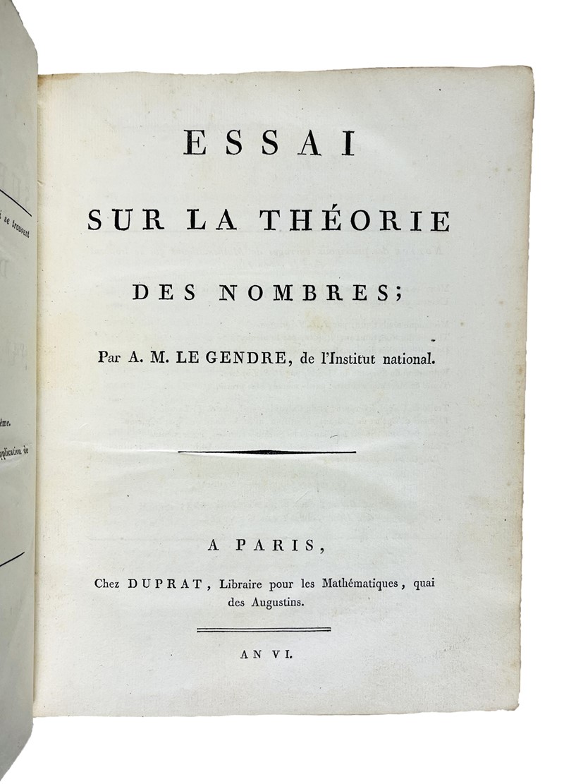 Mathematics. LEGENDRE. Essai sur la théorie des nombres.  (1798)  - Asta  [..]