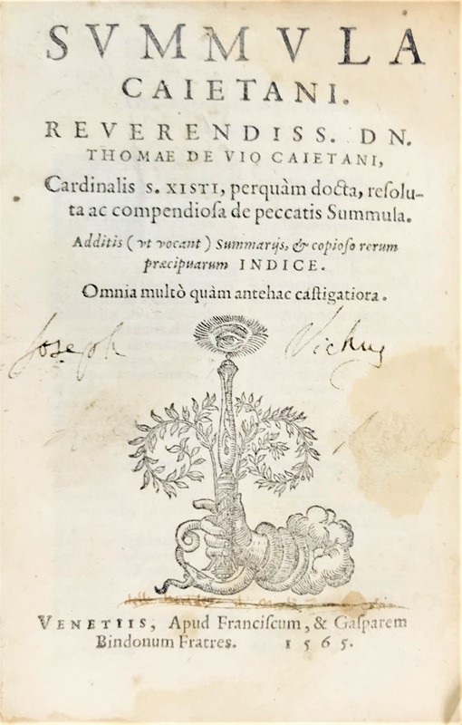 Exegesis. DE VIO. Summula Caietani.  - Auction Books, Autographs, Prints and Documents  [..]