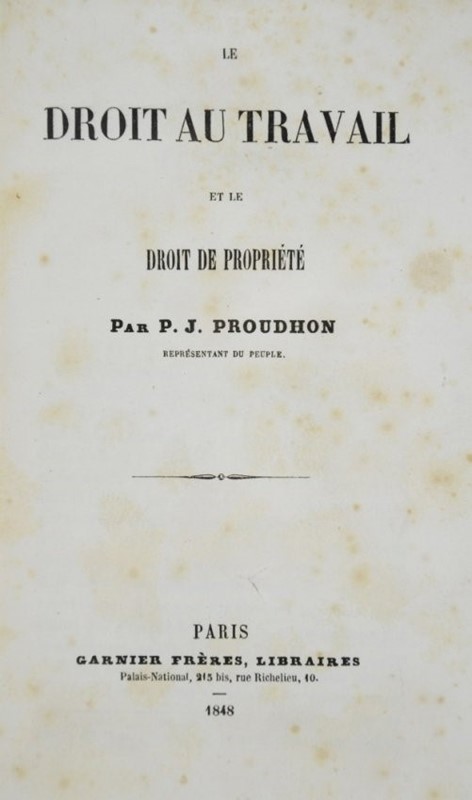 Economy.  PROUDHON. Four works in a volume.  - Auction Books, Autographs, Prints  [..]