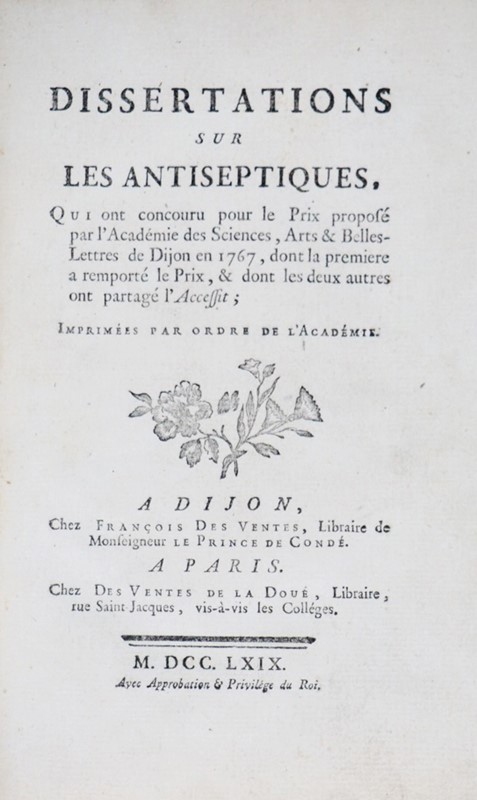 Antiseptic Remedies. AA.VV. Dissertations sur les Antiseptiques.  - Auction RARE  [..]