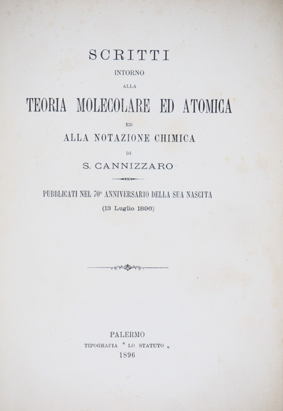 Molecular and Atomic Theory. CANNIZZARO. Scritti intorno alla teoria molecolare  [..]
