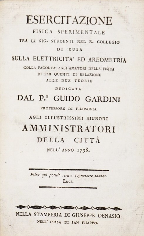 Electricity. GARDINI. Esercitazione fisica sperimentale.  - Auction RARE ANTIQUE  [..]
