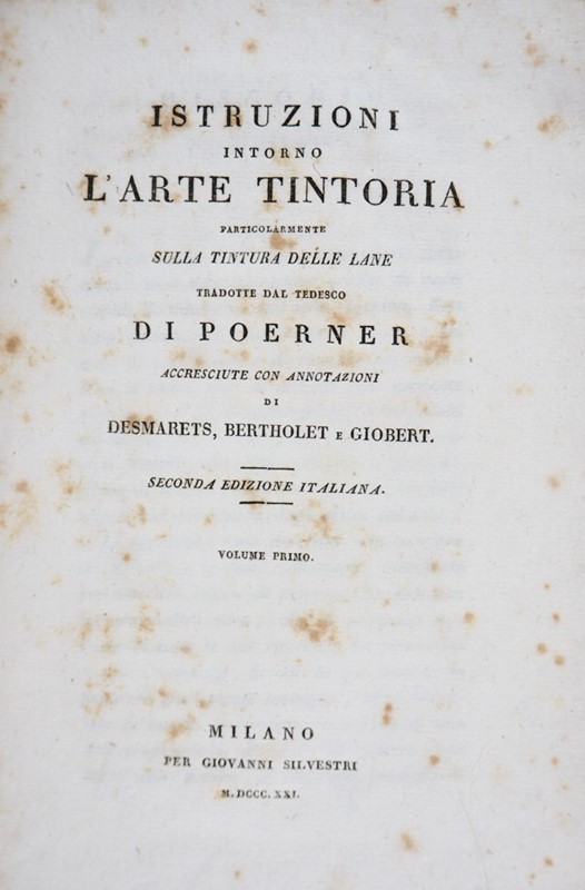 Dyeing Art. POERNER. Istruzioni intorno l&#39;Arte Tintoria.  - Auction RARE  [..]