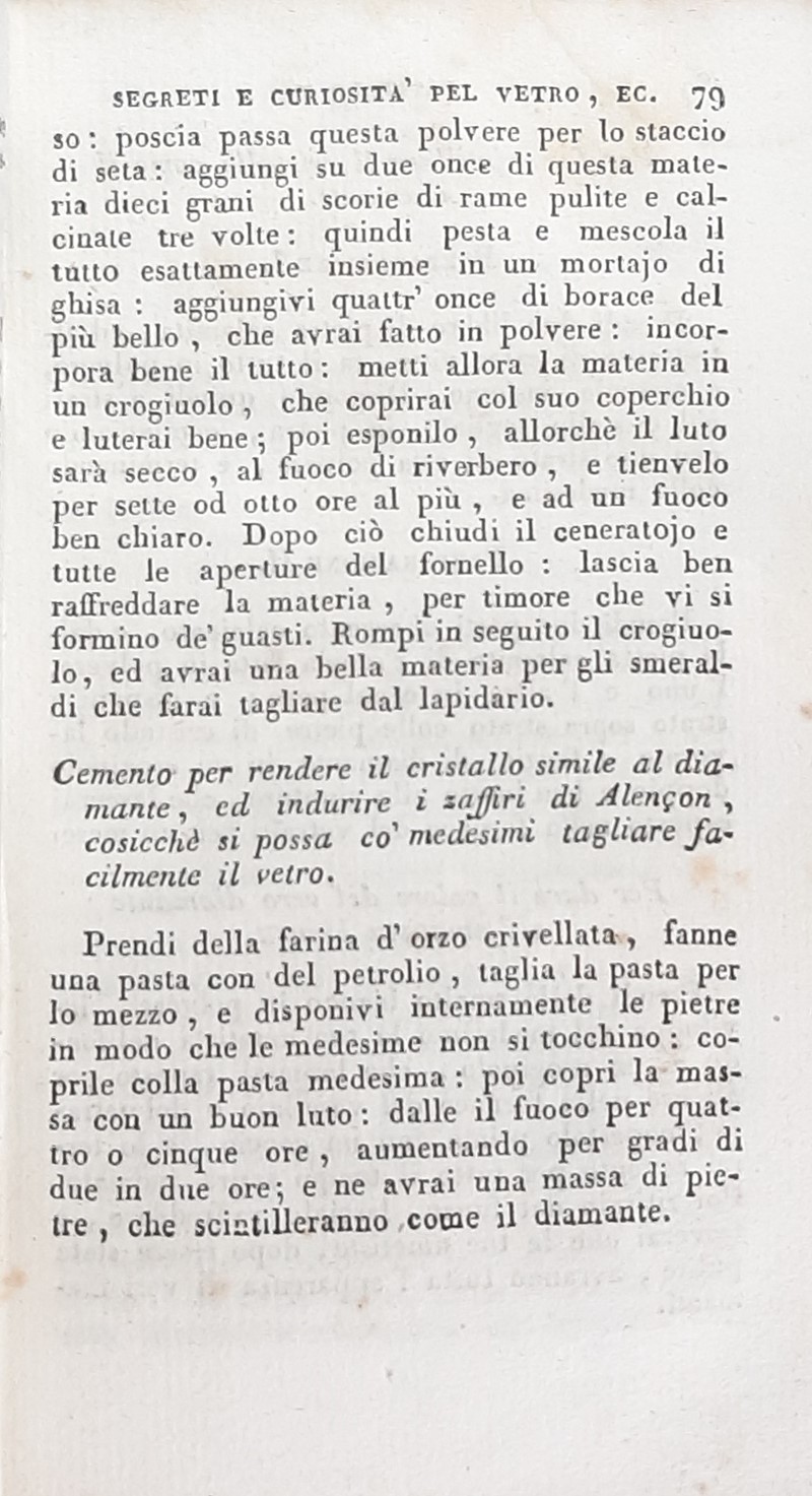 Mineralogy. LIBRO SUI SEGRETI. Segreti  concernenti le Arti ed i Mestieri.  - Auction  [..]