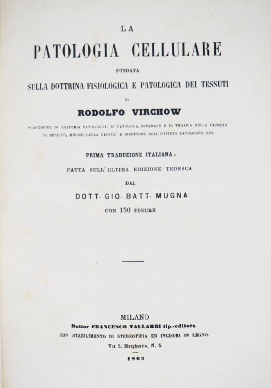 Physiology. VIRCHOW.  La Patologia Cellulare fondata sulla dottrina fisiologica  [..]