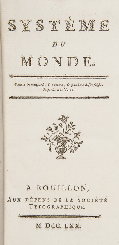 Cosmology. LAMBERT. Systeme du monde.  - Auction RARE ANTIQUE & MODERN BOOKS  [..]