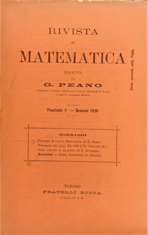 Mathematical logic. PEANO. Rivista di Matematica.  - Auction RARE ANTIQUE &  [..]