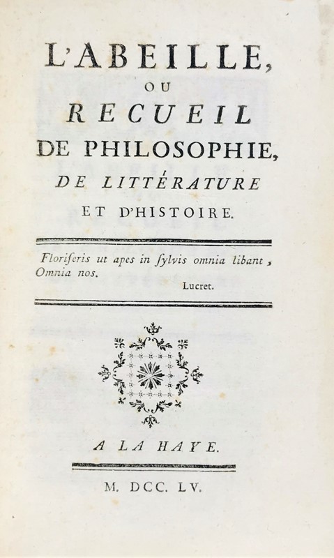 Enlightenment. GERDOLLE. L’Abeille, ou Recueil de philosophie, de litt&#233;rature  [..]