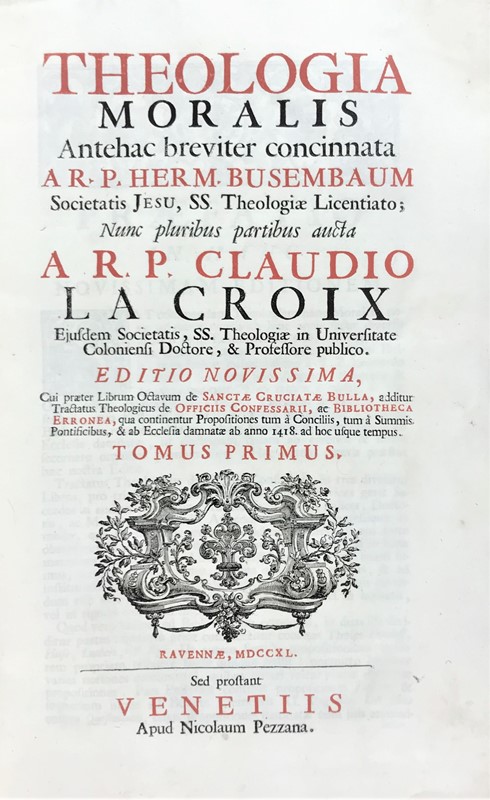 Jesuit. LACROIX. Theologia Moralis…  - Auction Books, Autographs, Prints and  [..]