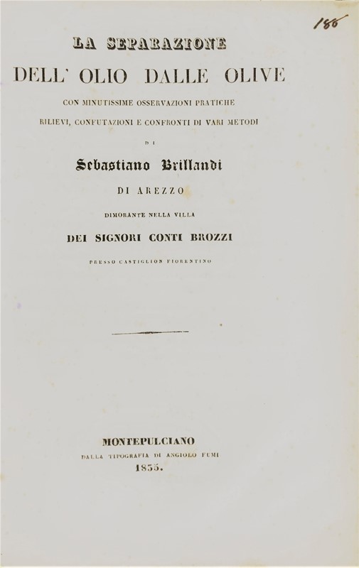Olive oil. BRILLANDI. La separazione dell&#39;olio dalle olive.  (1835)  - Asta  [..]