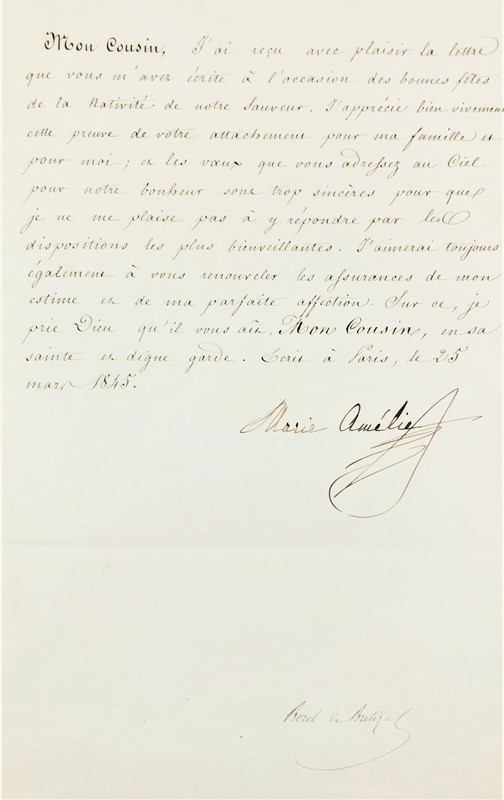 Autograph. Maria Amelie Regina Di Francia. Lettera.  - Auction Books, Autographs,  [..]