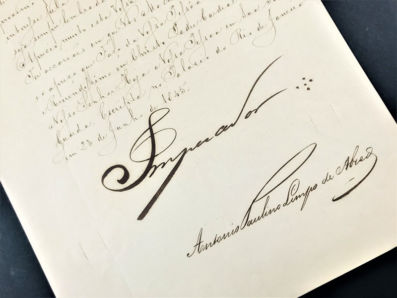 Autograph. Pedro II del Brasile Imperatore. Lettera.  - Auction RARE BOOKS, PRINTS, MAPS AND DOCUMENTS. - Bado e Mart Auctions